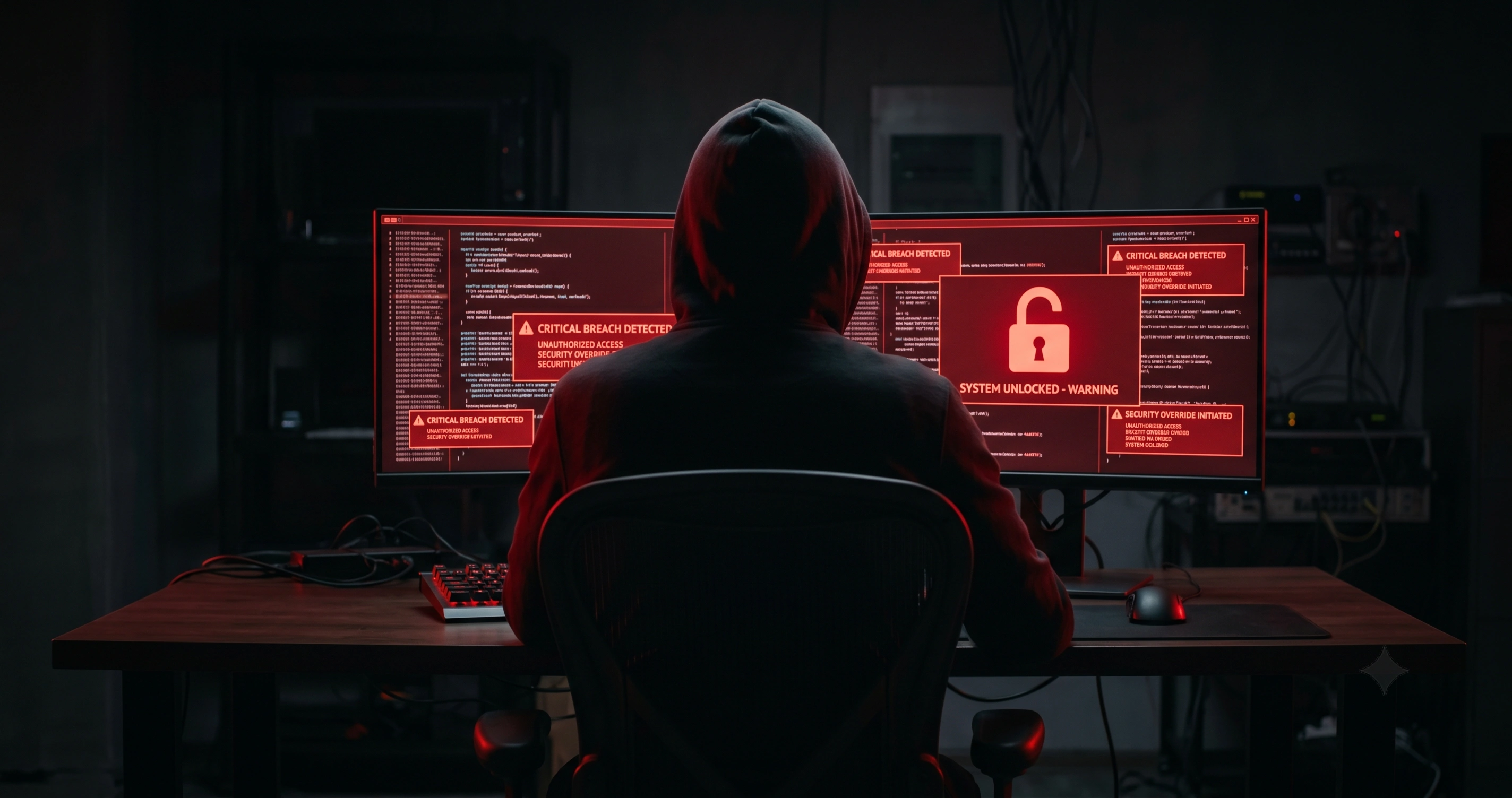 Digital lock surrounded by binary code representing a supply chain security breach targeting LLM proxy infrastructure